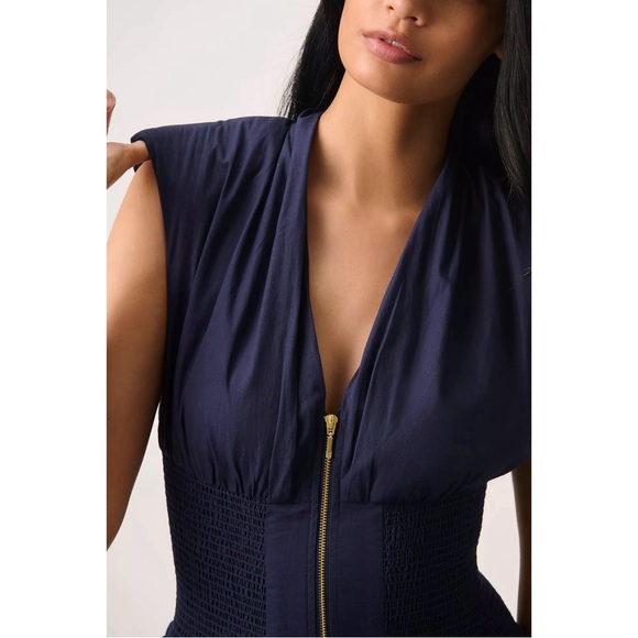 Anthropologie “The Tommie Zip-Front Midi Dress” by Maeve Navy Blue Dress SZ 2X - Picture 5 of 15